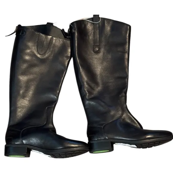 Sam Edelman PENNY Black Leather Riding Boots Athletic Fit Calf NWT 7.5