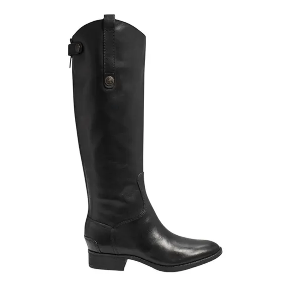 Sam Edelman PENNY Black Leather Riding Boots Athletic Fit Calf NWT 7.5
