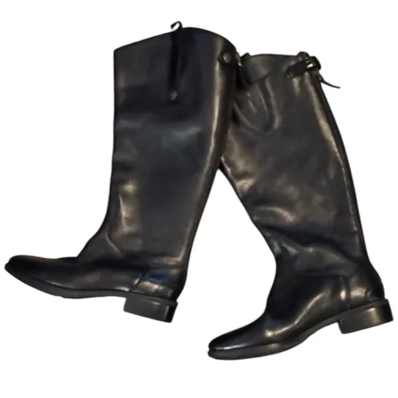 Sam Edelman PENNY Black Leather Riding Boots Athletic Fit Calf NWT 7.5