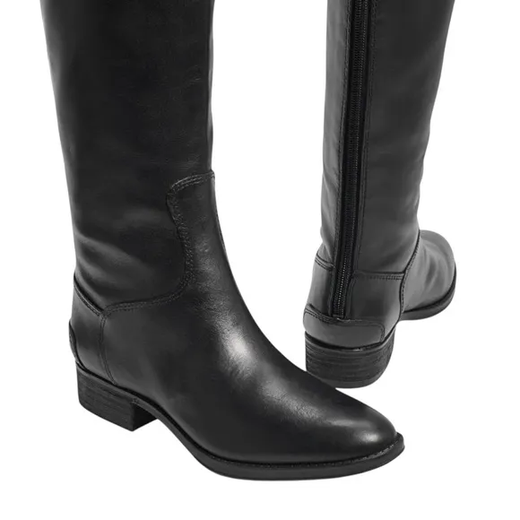 Sam Edelman PENNY Black Leather Riding Boots Athletic Fit Calf NWT 7.5