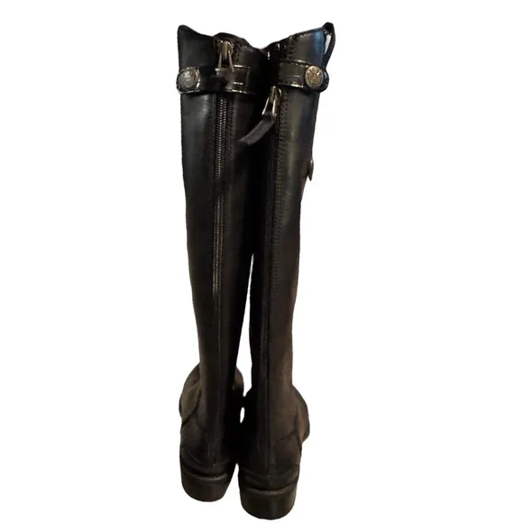 Sam Edelman PENNY Black Leather Riding Boots Athletic Fit Calf NWT 7.5
