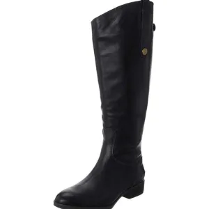 Sam Edelman Penny Tall Black Leather Riding Boots Zip Snap Detail Size 6.5M
