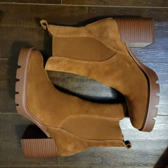 Sam Edelman Rollins Boots Womens 10.5 Suede Neutral Boho Chic Versatile Classic