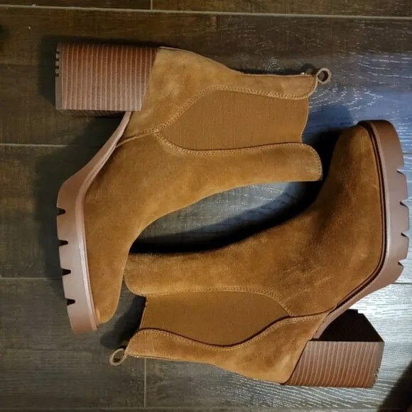 Sam Edelman Rollins Boots Womens 10.5 Suede Neutral Boho Chic Versatile Classic