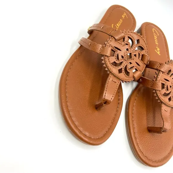 Sam Edelman Women's Circus Canyon Saddle Brown Flat Medallion Sandals 6.5