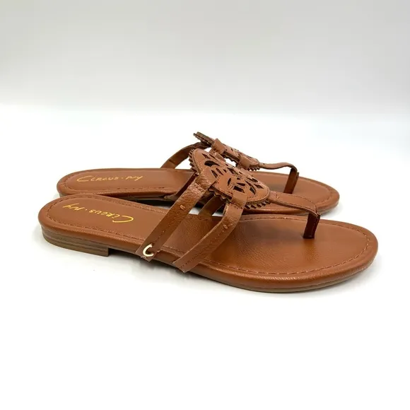 Sam Edelman Women's Circus Canyon Saddle Brown Flat Medallion Sandals 6.5