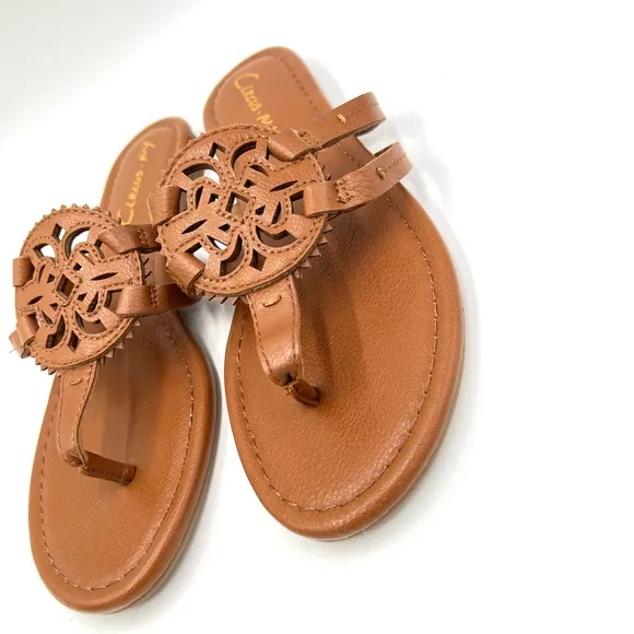 Sam Edelman Women's Circus Canyon Saddle Brown Flat Medallion Sandals 6.5