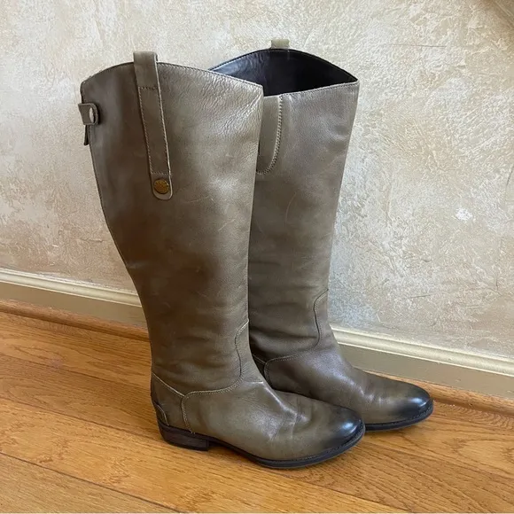 Sam Edelman Womens Penny Boots Size 7.5 Tall Tan Leather Low Heel Boho