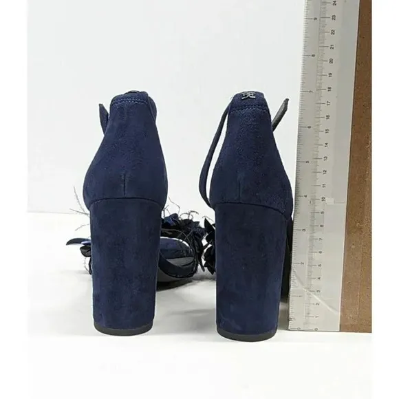 Sam Edelman Women's Yal Feather Leather &amp; Suede Heel Sandals Size 7 (MSRP $140)
