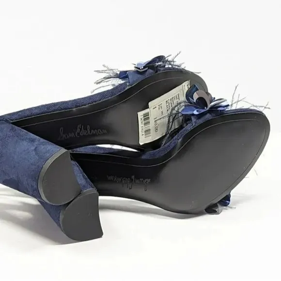 Sam Edelman Women's Yal Feather Leather &amp; Suede Heel Sandals Size 7 (MSRP $140)