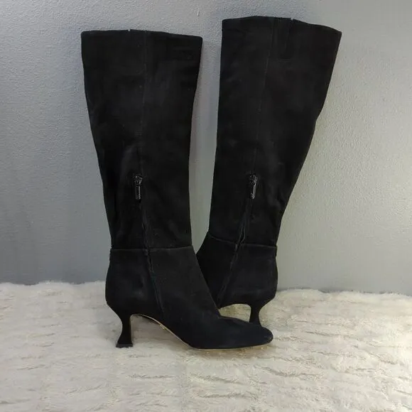 Sam Edelman WomensnLeigh Black Suede Riding Boots Knee High Heeled Size 5 M NWOB