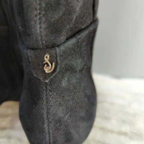 Sam Edelman WomensnLeigh Black Suede Riding Boots Knee High Heeled Size 5 M NWOB
