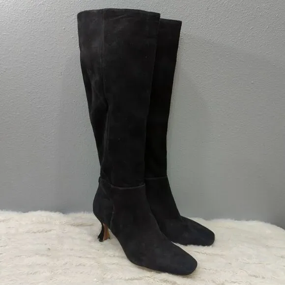 Sam Edelman WomensnLeigh Black Suede Riding Boots Knee High Heeled Size 5 M NWOB