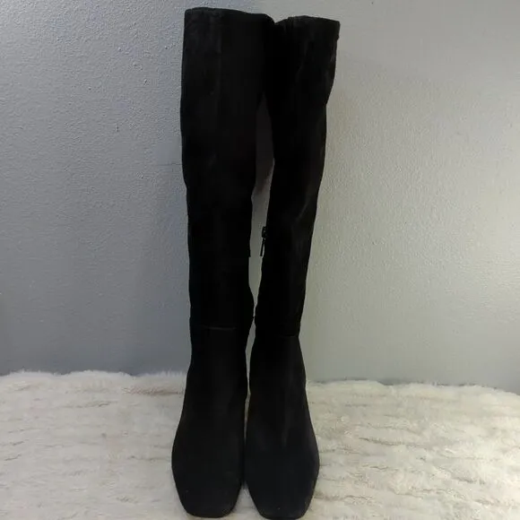 Sam Edelman WomensnLeigh Black Suede Riding Boots Knee High Heeled Size 5 M NWOB