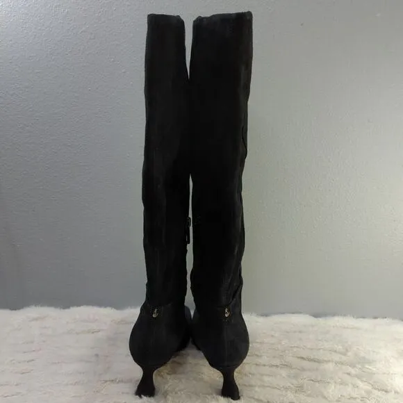 Sam Edelman WomensnLeigh Black Suede Riding Boots Knee High Heeled Size 5 M NWOB