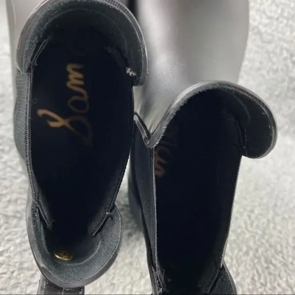 Sam edelman rain Boots Tinsley Black Slip On Womens 7 W Elastic Sides Ankle‎
