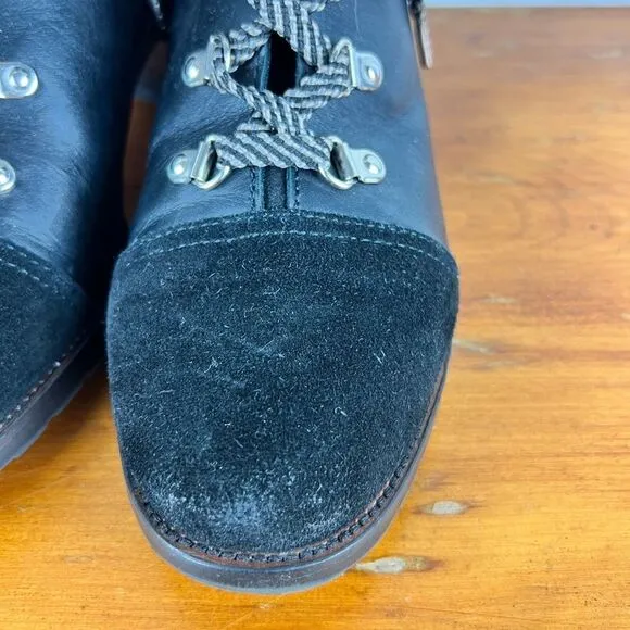 Sam Elderman Black Suede Toe Heeled Boots