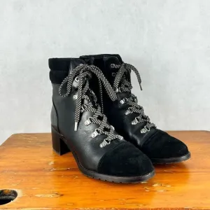 Sam Elderman Black Suede Toe Heeled Boots
