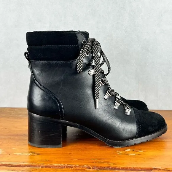Sam Elderman Black Suede Toe Heeled Boots