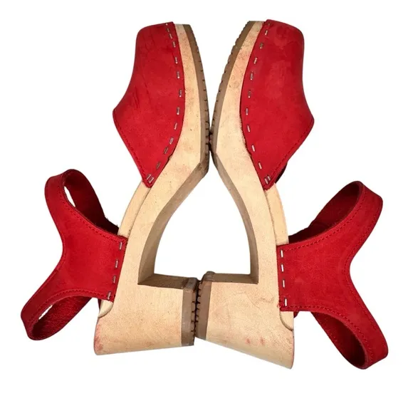 Sandgrens Nora Classic Clog Sandals Red SZ 36