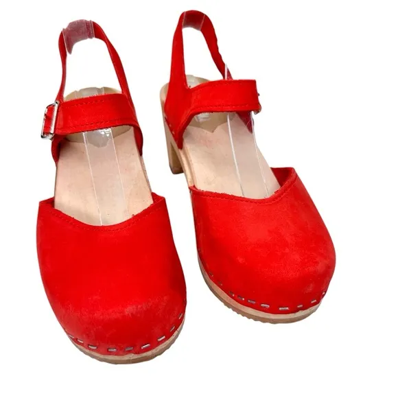 Sandgrens Nora Classic Clog Sandals Red SZ 36