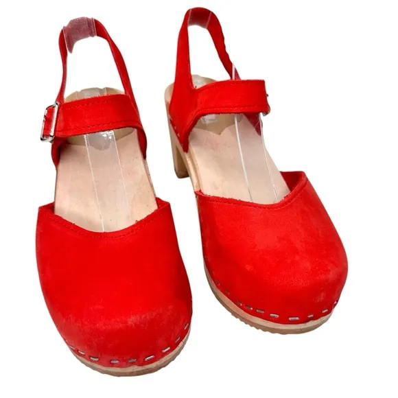 Sandgrens Nora Classic Clog Sandals Red SZ 36