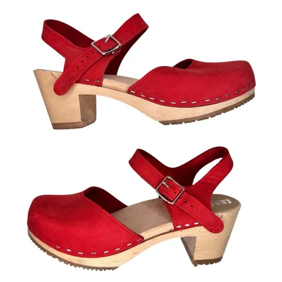 Sandgrens Nora Classic Clog Sandals Red SZ 36
