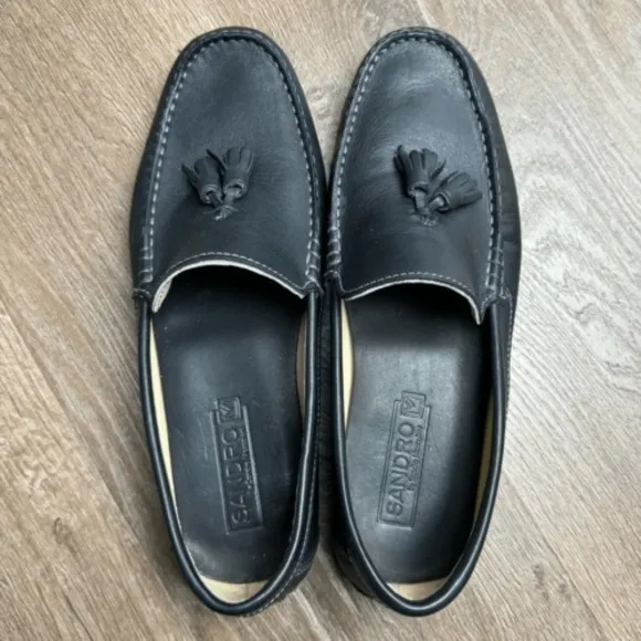 Sandro | Black Leather Tassel Loafers Sz 9