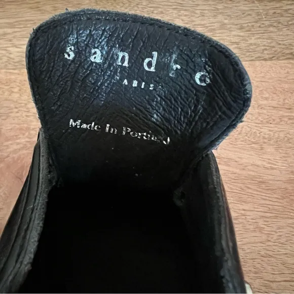 Sandro Black Patent Leather Buckle Loafers Size 7