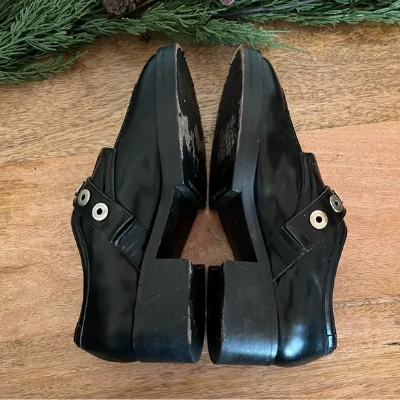 Sandro Black Patent Leather Buckle Loafers Size 7