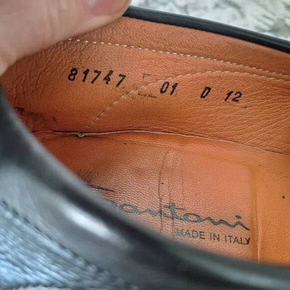 Santoni  Black Leather Loafers size 12D