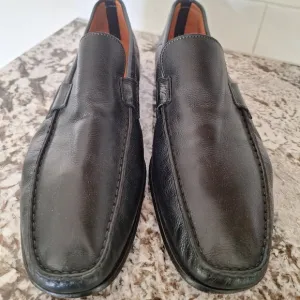 Santoni  Black Leather Loafers size 12D