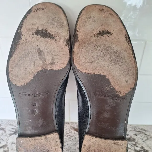 Santoni  Black Leather Loafers size 12D