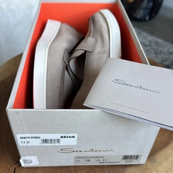 Santoni Drastic Men's Suede Beige Tan Loafers 11