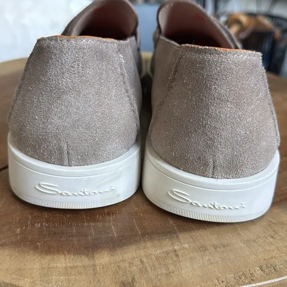 Santoni Drastic Men's Suede Beige Tan Loafers 11