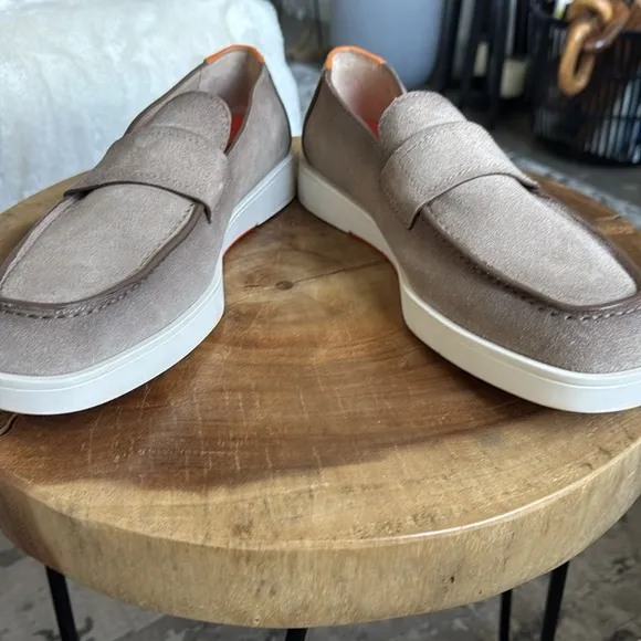 Santoni Drastic Men's Suede Beige Tan Loafers 11