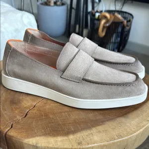 Santoni Drastic Men's Suede Beige Tan Loafers 11