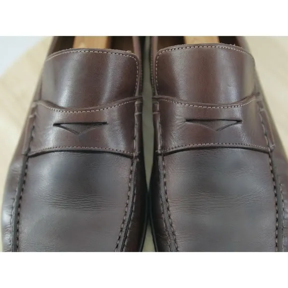 Santoni‎ Driving Penny Loafers Mens Size 11.5 Brown Leather Made In ITALY