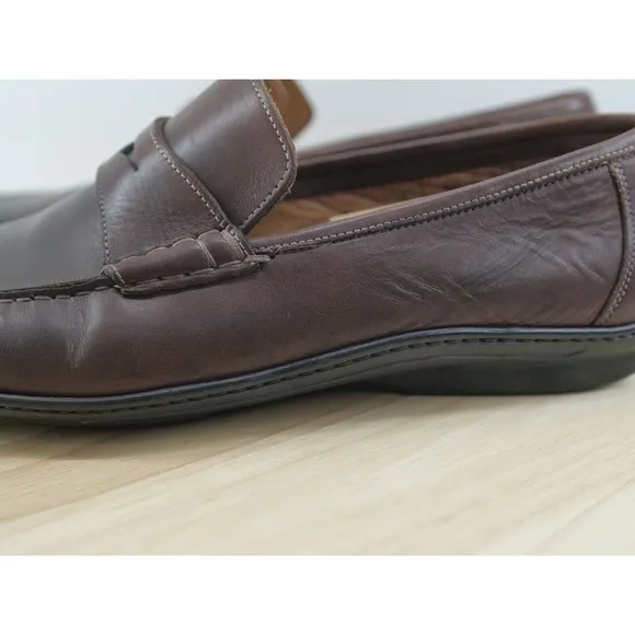 Santoni‎ Driving Penny Loafers Mens Size 11.5 Brown Leather Made In ITALY