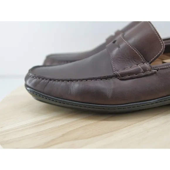 Santoni‎ Driving Penny Loafers Mens Size 11.5 Brown Leather Made In ITALY
