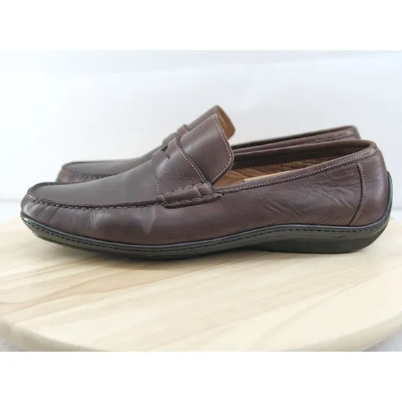 Santoni‎ Driving Penny Loafers Mens Size 11.5 Brown Leather Made In ITALY