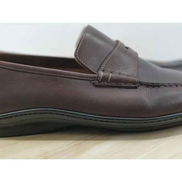 Santoni‎ Driving Penny Loafers Mens Size 11.5 Brown Leather Made In ITALY