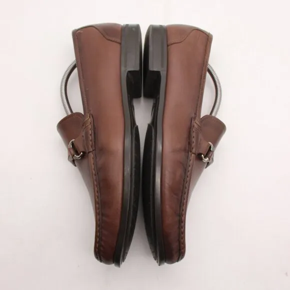 Santoni Horse Bit Brown Leather Loafers Men’s 10.5 D Slip On Dress Shoes