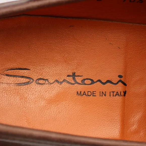 Santoni Horse Bit Brown Leather Loafers Men’s 10.5 D Slip On Dress Shoes