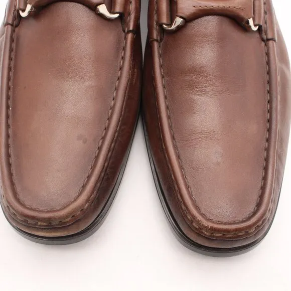 Santoni Horse Bit Brown Leather Loafers Men’s 10.5 D Slip On Dress Shoes