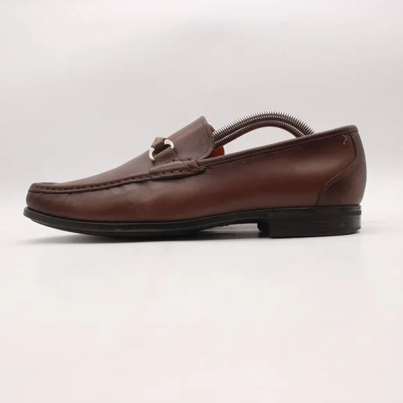 Santoni Horse Bit Brown Leather Loafers Men’s 10.5 D Slip On Dress Shoes