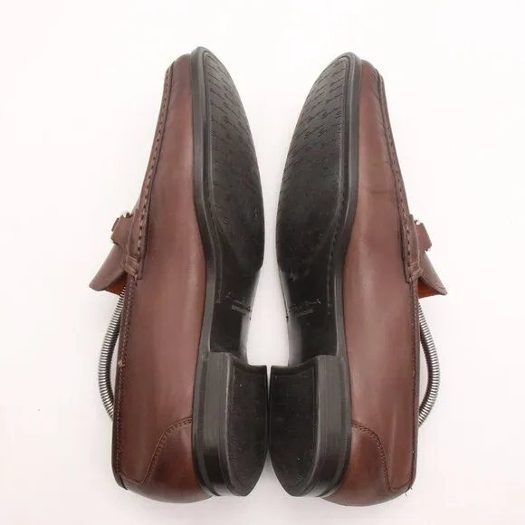 Santoni Horse Bit Brown Leather Loafers Men’s 10.5 D Slip On Dress Shoes
