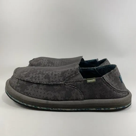 Sanuk Donny x Surfrider Slip On Casual Beach Loafers Mens Size 9 Gray Silver