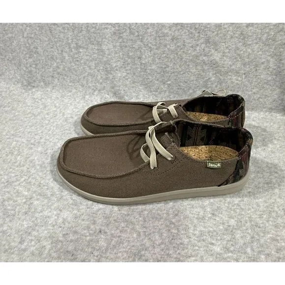 Sanuk Shaka Lite SL Brown Natural Men's Casual Slip‎ On Loafers 1139356 NEW