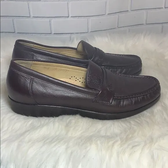 SAS Brown Leather Slip On Loafers Size 9.5N